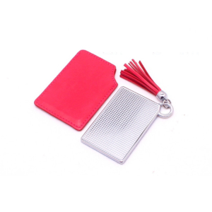 Custom Private label Lovely Square Pu cosmetic mirror Portable makeup mirror with Tassels Case