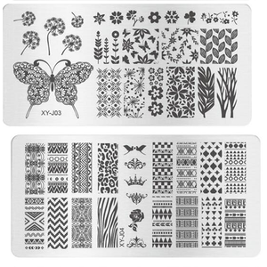 Custom XY-J series 6*12cm nail art stamping plates rectangle nail art stamp plate