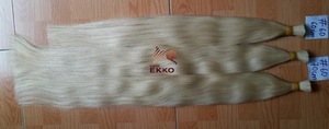 EKKOHAIR High-quality platinum blonde hair #6 Silky&Straight Bulk 4Pcs/Lot blonde colour hair bulk for Braiding blonde Hair