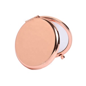 Folded Round Branded Cosmetic Mirror Rose Gold Metal Pocket Mirror Personalized Pocket Mirror