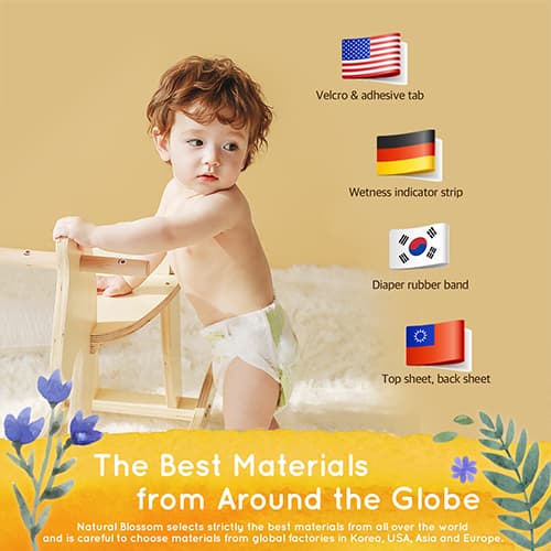 Natural Blossom Baby Diapers Size 2 (9-17lbs) 50 Count
