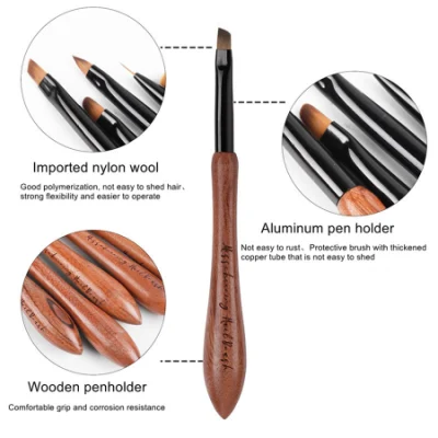 New Japanese Style Nail Art Gourd Pen, Walnut and Sandalwood Rod, Draw Line, Draw Flower, Hook Line, Painted Gradient Smudge Nail Brush