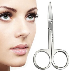 Professional Makeup Trimming Eyebrow Eyelash Nose Hair Small Tweezers Scissors Portable Stainless Steel Beauty Care Tool