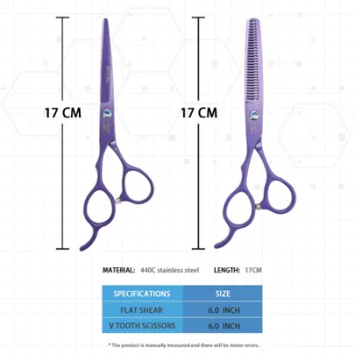 Purple Barber Scissors Wholesale Salon Hair Stylist Clipper Hair Cutting Set