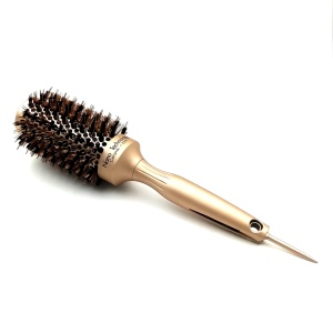 Soft Touch Salon Gold Boar Bristle Hairdressing Finish Professional Hair Brush Ceramic Round Hair Brush
