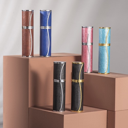Luxury Genuine Leather 5ML Bottom Refill Pocket Travel Perfume Spray Bottle