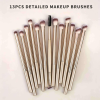 Custom Logo 20Pcs Champagne Gold Makeup Brush Set Double Ended Face Brushes Kabuki Retractable Cosmetic Brush Kit Wholesale OEM/ODM