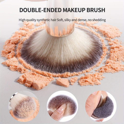 Custom Logo 20Pcs Champagne Gold Makeup Brush Set Double Ended Face Brushes Kabuki Retractable Cosmetic Brush Kit Wholesale OEM/ODM