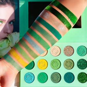 15 Colors Eyeshadow Summer China Green Palette Private Label Eyeshadow Palette