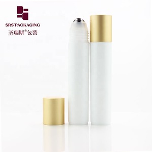 35ml injection glossy white plastic personal care roll-on deodorant bottle with frosted gold cap