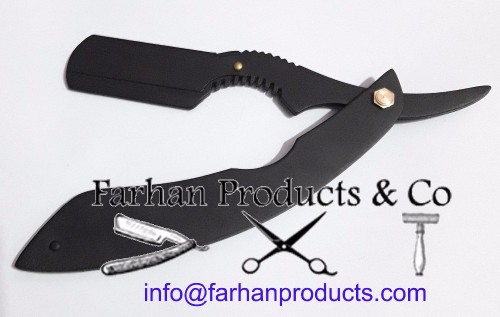 ALL BLACK BARBER SALON STRAIGHT CUT THROAT SHAVING RAZOR SHAVETTE RASOIRS RASOI