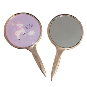 Cosmetic mirror Handheld hair mirror single side mirrors with printed unicorns