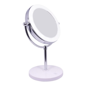 Desktop 1000mah Lithium Battery LED Double Sided 1x/10x Magnification 360 Degree Rotation Round Table Mirror