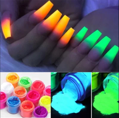 Nail Design Professional Dipping Nail Powder Set Fluorescent Effect Luminous Glitter Powder Glow in Dark Acrylic Powder