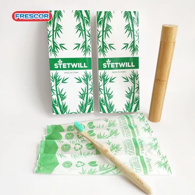 Travel Bamboo Toothbrush Case Package 4PCS Eco Bag Pack Biodegradable Bamboo Toothbrush with Tube