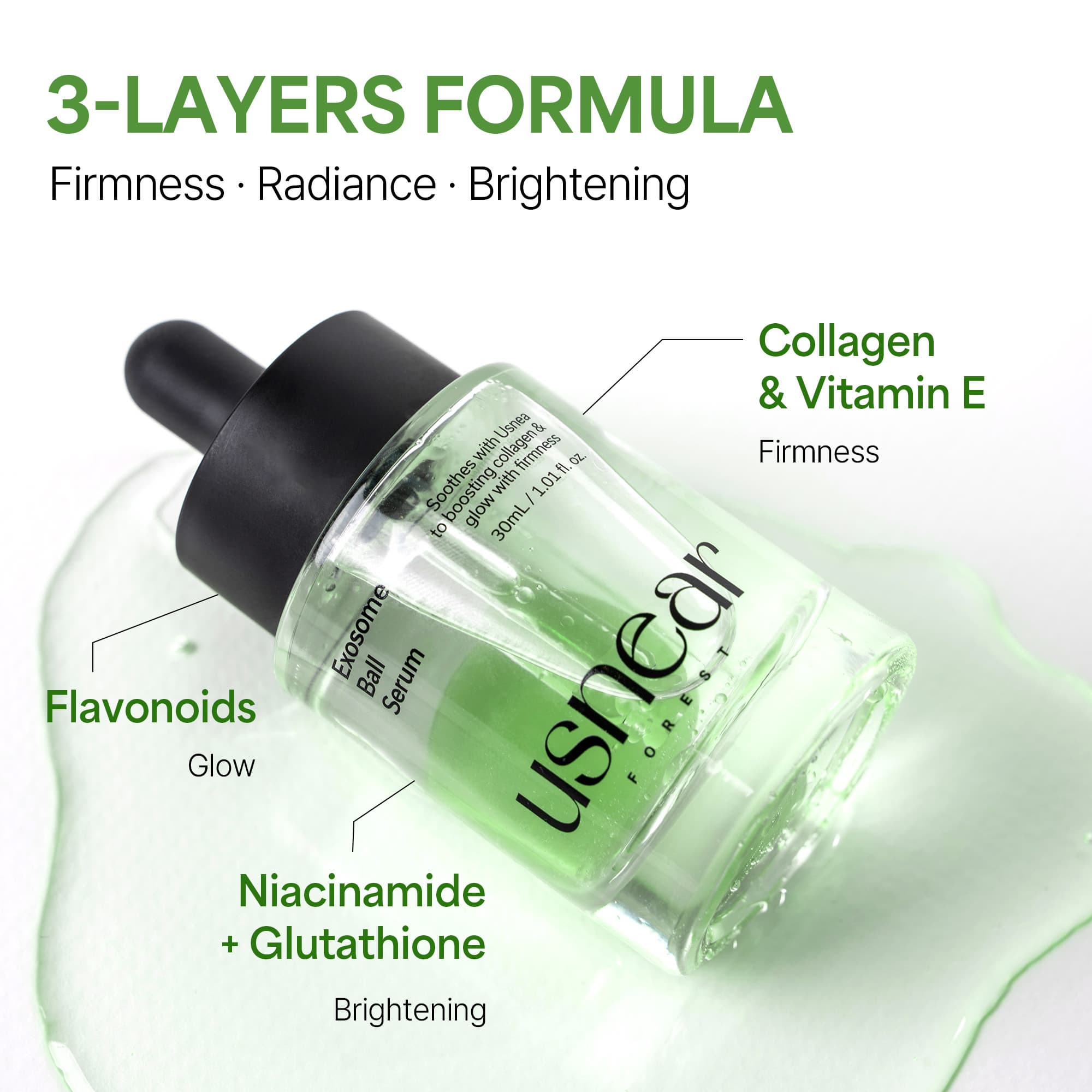 Usnear ExoBall Serum Vegan Brightening Exosome Serum for Radiance, Pore and Texture Improvement