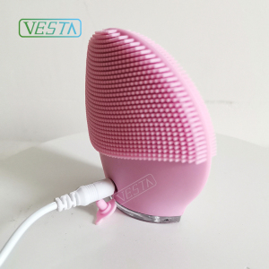 Vesta Silicone Facial Cleansing Waterproof Facial Cleanser Brush Electric Private Label Portable Facial Cleansing Brush Electric