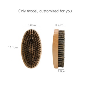 Wholesale Custom Logo Natural Wooden Boar Bristle Beard Grooming Waved Hair Brush