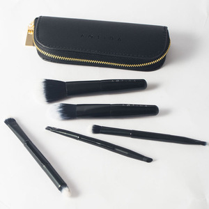 Wholesale portable 5 pcs red cosmetic foundation mini blusher eyebrow brush eyebrow brush tools makeup brush set