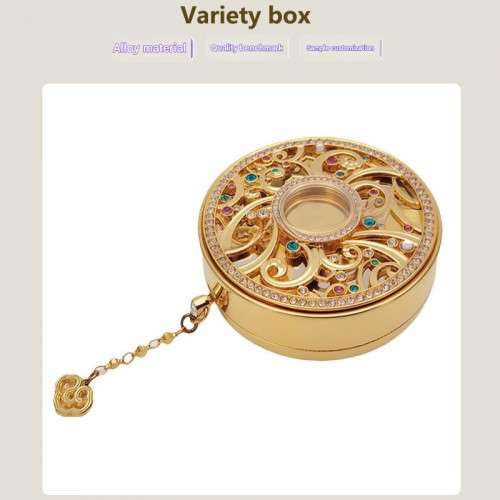 Custom Made Creative Design Diamond Round Luxury Metal Die Casting Flip Magnetic Solid Ointment Box