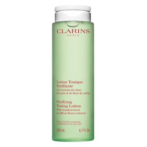 Clarins Purifying Toning Lotion | Less Oily Skin After 14 Days of Use* | Cleanses, Hydrates, Purifies, Mattifies and Balances Skin's Microbiota | Contains Witch Hazel | Combination To Oily Skin Types