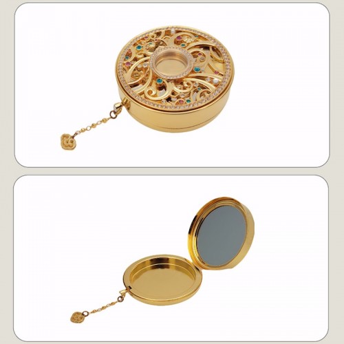 Custom Made Creative Design Diamond Round Luxury Metal Die Casting Flip Magnetic Solid Ointment Box