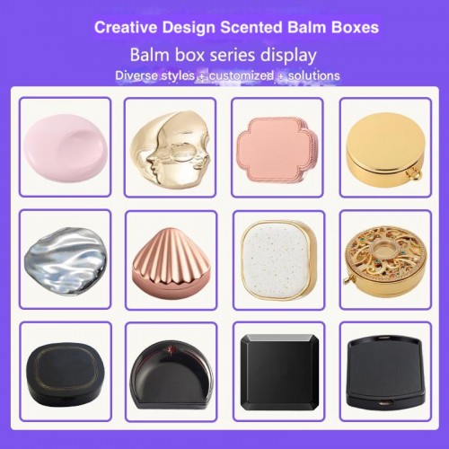 Custom Made Creative Design Diamond Round Luxury Metal Die Casting Flip Magnetic Solid Ointment Box