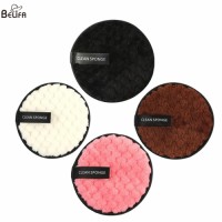 Private label reusable round shape facial makeup removal microfiber cotton pads color face cosmetic make up remover sponge puff