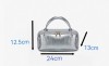 Travel Silver PU Cosmetic Tote Handbag Portable Makeup Case Storage Toiletry Bag