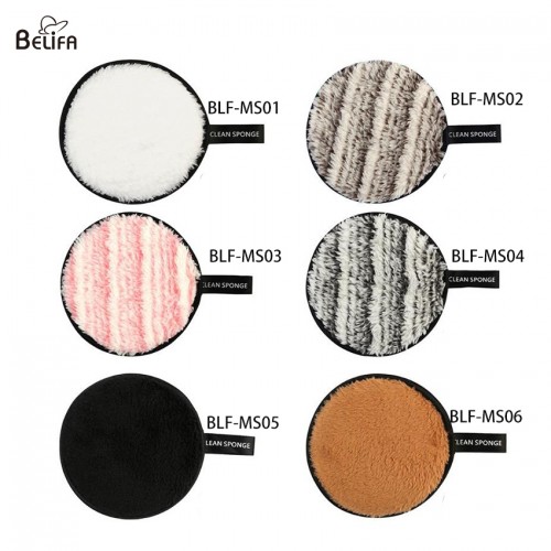 Private label reusable round shape facial makeup removal microfiber cotton pads color face cosmetic make up remover sponge puff