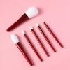 6-Piece Red Handle Makeup Brush Set – Soft Synthetic Face & Eye Brushes for Foundation, Blush, Eyeshadow