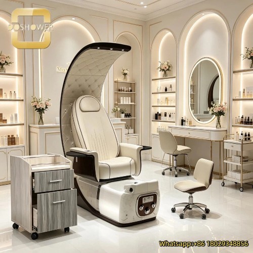 Modern Commercial Foot Spa Pedicure Chair with LED Star Lights and Multifunctional Control Panel for Beauty Wellness Center