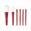 6-Piece Red Handle Makeup Brush Set – Soft Synthetic Face & Eye Brushes for Foundation, Blush, Eyeshadow