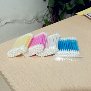50PCS Cheap Price Colorful Plastic Stick Bar Cotton Buds In PE Bag