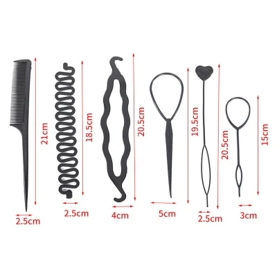 6 PCS Hair Loop Tool Set with 2PCS French Braid Tool Loop 1PCS Elastic Hair Rubber Bands Remover Cutter 1PCS Rat Tail Comb Metal