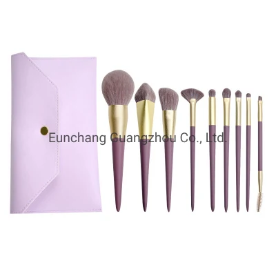 Basic Customization Purple Handle 9PCS Makeup Brush Set Professional Brush