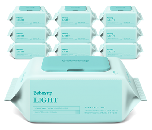 Bebesup Light Wet Wipes, Embossed 80 Sheets With Cap (50GSM)
