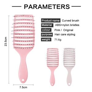 Custom Logo Plastic Pink Black Designer Medium Men 100% 360 Curved Hard Bristle Hair Massage Brush Vent Wave Brushes