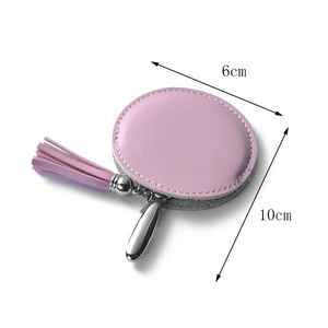 Customized Metal Cosmetic Mirror, Portable Handheld PU Cosmetic Mirror, Personalized Pocket Mirror