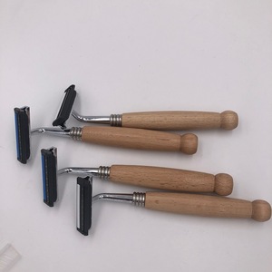 Eco friendly wooden handle safety twin blade shaving razor