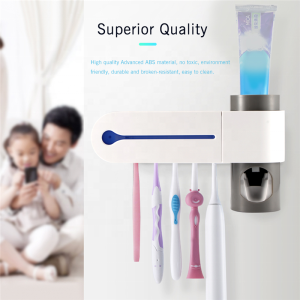 Electric Wall Mounted Toothpaste Dispenser UV Toothbrush Sterilizer Muli-function UV Ultraviolet Light Toothbrush Holder Case