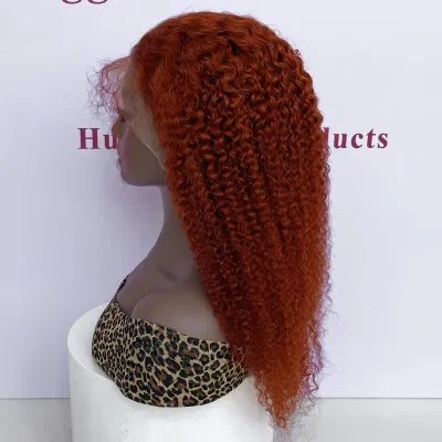 Factory High Quality 350# Colored Human Hair Kinky Curl Wholesale Transparent HD 13X4 Lace Front Wigs for Black Women