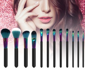 Gradient Color 12pcs Makeup Brushes Set Hot Selling Professional Makeup Brush Fashion Black Cosmetic Tools Kit NC0698