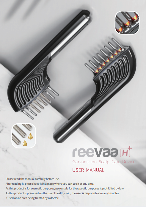 Hair and hair skin care massager with galvanic, LED thermal  and hair essence brush massager