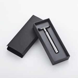 High Quality 12cm Long handle Chrome Sliver Safety Razor Stainless steel Straight Razor With Double Edge Razor Blades