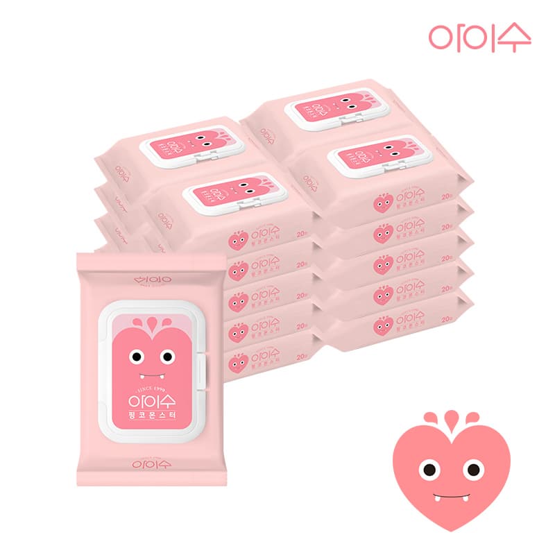 ISOO Pinko Monster 65gsm Portable Wet Wipes 20S