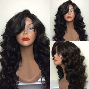 Large stocks 8"-24" natural color hotsale indian lace front human hair wig for black women