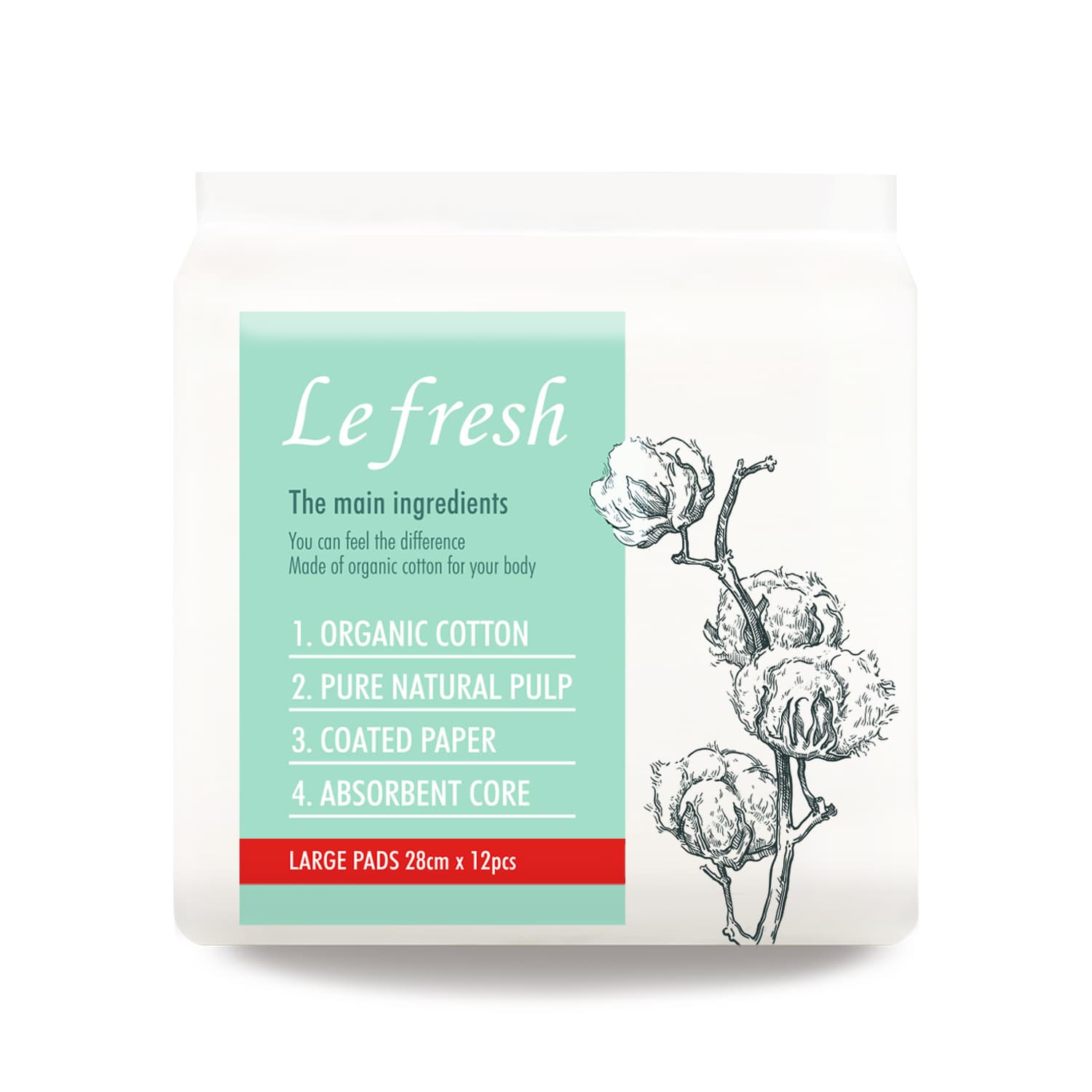 Lefresh Certified Organic Cotton Sanitary Pads Large