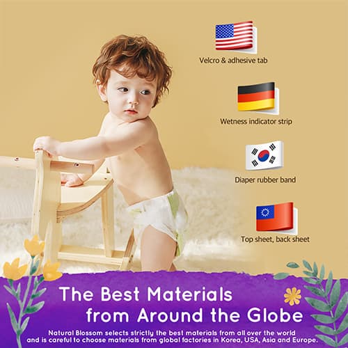 Natural Blossom Baby Diapers Size 5 (26-37lbs) 22 Count
