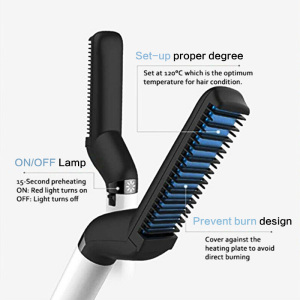 New Fashion Multifunctional Hair Comb Quick Beard Straightener Curling Curler Show Men Beauty Hair Styling Tool